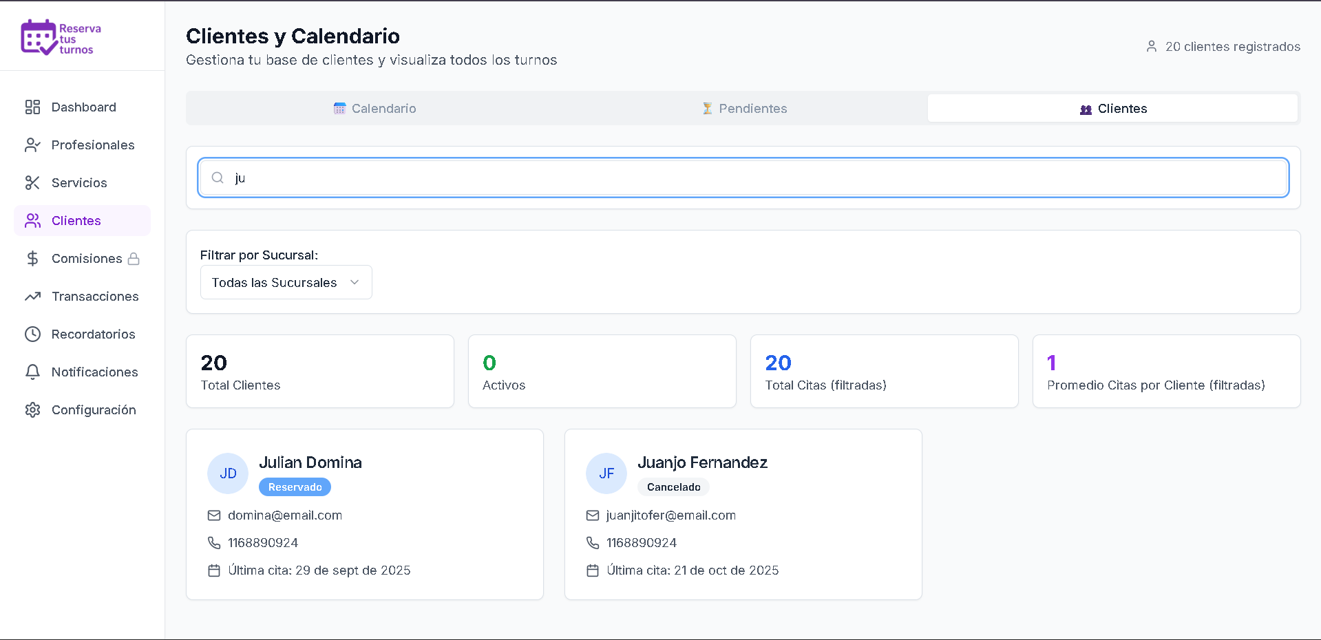 Dashboard del Sistema de Turnos